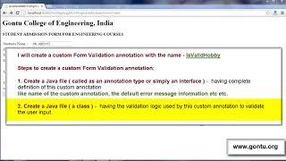 Spring MVC Tutorials 21   Form Validations 05  writing a custom Form Validation annotation