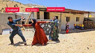 Husband (mr.rahmat ) throws evil first wife out of the house & peace returns with second wife