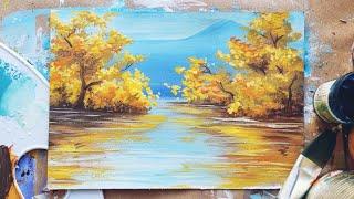 AUTUMN, MOUNTAINS and WATER | Draw with paints