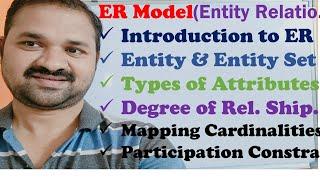 ER Model in DBMS || Entity || Attribute || Entity Set || Types of Attributes || Relationship || Degr