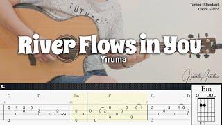 (FREE TAB) River Flows in You - Yiruma | Fingerstyle Guitar | TAB + Chords + Lyrics