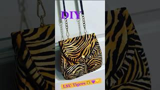 Crossbody bag tutorial from start to finish with Tiger striped and LSU fabric