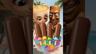 Ballerina Cappuccina & Tung Tung Tung Sahur Eat Choco Popsicles!  ASMR Beach Vibes