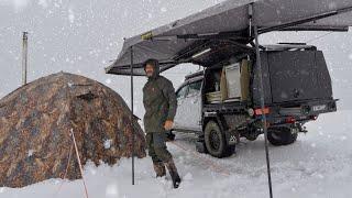 Winter Camping In Blizzard Snow And Hot Tent