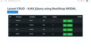 AJAX CRUD - Laravel: Delete Data without Page Reload using AJAX jQuery with Bootstrap Modal