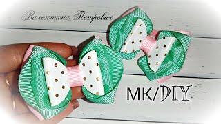 МК канзаши милые бантики из репсовой ленты и кожзама/Kanzashi cute ribbons and leatherette bows/DIY