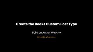 Create the Books Custom Post Type