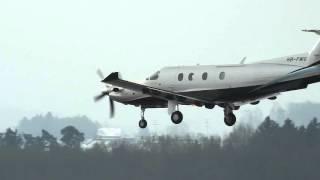 Pilatus PC12/47E landing at Zurich airport