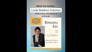 Boyhood's End, Linda Robbins Coleman Author Event at Beaverdale Books, November 8, 2023