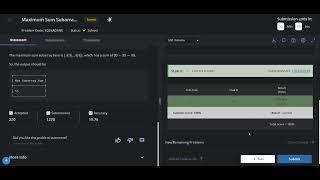 Maximum sum subarray CodeChef |sql(unrated)| codechef solutions| code available