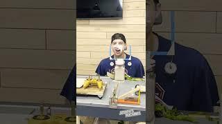 I challenged Dude Perfect to eat from my conveyor belt feeding machine!
