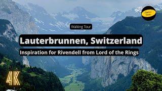 Walking tour of Lauterbrunnen, Switzerland | Inspiration for Rivendell of the Lord of the Rings | 4K