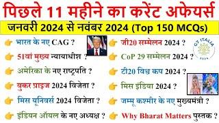 Last 11 months current affairs 2024 | January 2024 to November 2024 | Railway Current Affairs 2024