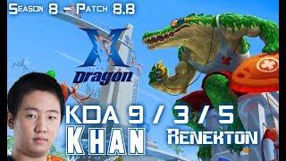 KZ Khan RENEKTON vs IRELIA Top - Patch 8.8 KR Ranked