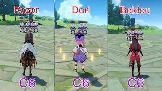 Dori vs Razor vs Beidou!!! Who is best Electro Claymore User! DMG COMPARISON