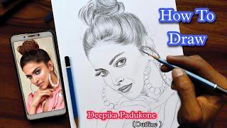 How To Draw Deepika Padukone Sketch Outline //Step By Step For Beginners