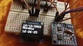 (Demo) ESP8266 NodeMCU Real Time Clock RTC using DS1307 Module and display on OLED