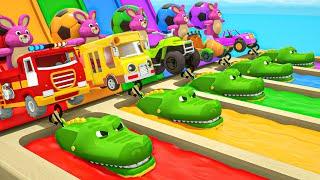 Finger Family Song - Pink hare, Green crocodile and soccer balls - Baby Nursery Rhymes & Kids Songs