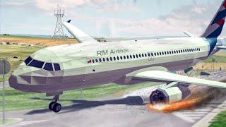 Emergency Landings ON THE ROAD - Lost Control ! Airplane Crashes ! Besiege plane crash