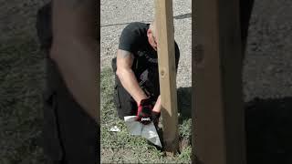 Fence post install with expanding foam  #diy #construction #holmesonhomes #homeimprovement