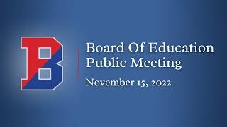 Binghamton City School District Board Of Education Meeting [November 15, 2022]