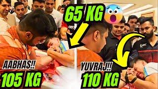 THIS 65 KG ARM WRESTLER PINNED AABHAS RANA & YUVRAJ !!