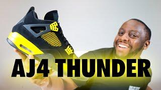 Air Jordan 4 Thunder Retro On Foot Sneaker Review QuickSchopes 523 Schopes DH6927 017 Tour Yellow