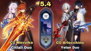 C2 Mavuika Citlali Duo & C0 Arlecchino Yelan Duo | 5.4 Spiral Abyss | Genshin Impact