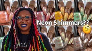 Neon Shimmers??  Bee's Knees Lacquer Daughter Of The Moon Goddess Swatches & Review