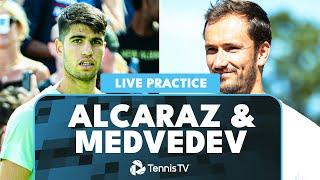 LIVE PRACTICE: Carlos Alcaraz & Daniil Medvedev Practice Ahead Of Paris 2024