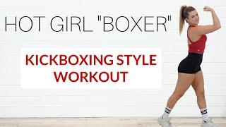 HOT GIRL BOXING -KICKBOXING STYLE HIIT WORKOUT- NO EQUIPMENT- FULL BODY SWEAT