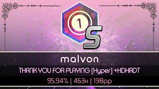 「 osu!」malvon | SUPER STAR -MITSURU- - THANK YOU FOR PLAYING [Hyper] +HDHRDT