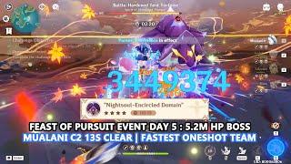 Feast of Pursuit Event Day 5 : 5.2M HP Boss Mualani C2 13s Clear | Fastest Oneshot Team Showcase