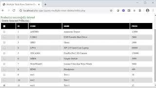 Delete Multiple Rows from Table using PHP, MySQL, AJAX, jQuery