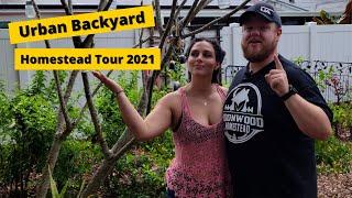 Urban Backyard Homestead Tour April 2021 | Compost, Garden, Chickens, Bees and More!