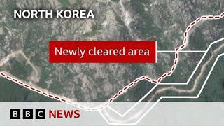 North Korea building border ‘wall’, satellite images reveal | BBC News