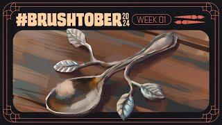 Painting a Silver Spoon, an Iron Cliff and a Hungry Snowman | BRUSHTOBER 2024: Week 01