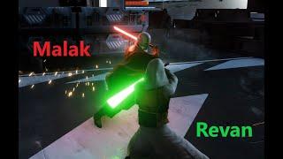 Jedi Knight Revan vs Darth Malak lightsaber duel in Star Wars Battlefront II. Rematch. (PC, modded)