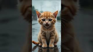 Tiny Orange Kitten Crying Alone | Heartbreaking Emotional Story #shorts #funnycat #cat