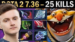 Techies Gameplay Miracle with 25 Kills and Bloodthorn - Dota 7.36