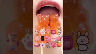 asmr PINK KOHAKUTO EMOJI FOOD eating sounds(sped up)