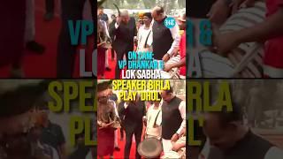 VP Dhankhar & Speaker Birla Try Traditional Dhol on Janjatiya Gaurav Divas #shorts