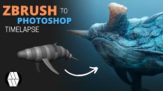 ZBrush to Photoshop Timelapse - 'Alien Whale' Concept