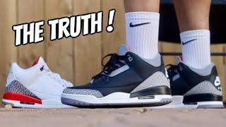 2024 Air Jordan 3 Black Cement comparison and On Foot