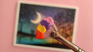 Easy Painting : Magic Night Acrylic Painting  / Step By Step Painting / Painting techniques #46