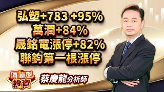 中視【價值型投資】20250616 #蔡慶龍：弘塑+783 +95% 萬潤+84% 晟銘電漲停+82% 聯鈞第一根漲停 #中視 #中視新聞 #蔡慶龍 #價值型投資 #摩爾證券投顧