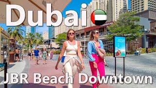 Dubai JBR Beach and JBR Downtown Beautiful Day Walking Tour 4K