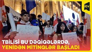 Tbilisidə müxalifət partiyaları küçəni bağlayaraq düşərgə qurublar