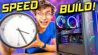 Building A Gaming PC As FAST As Humanly Possible!  PC Build, RX 6600, Ryzen 5600X, 500FX Case | AD