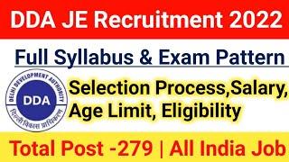DDA JE Syllabus 2022|DDA Je Exam Pattern|Selection Process, Age limit, Salary,Eligibility|#ddaje2022